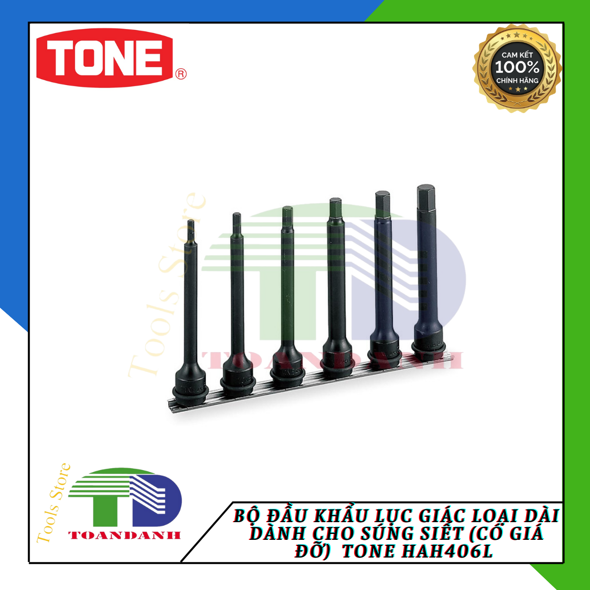 Bộ Đầu Khẩu Lục Giác Loại Dài Dành Cho Súng Siết Cao cấp japan TONE HAH406L