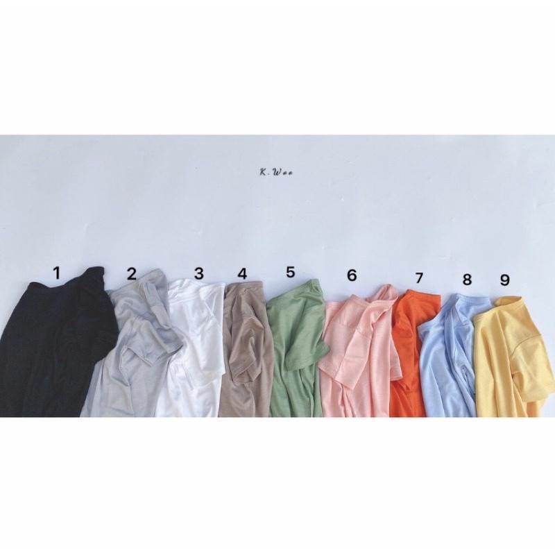 Áo cộc tay trơn thun lạnh Kwoo dành cho bé trai/bé gái