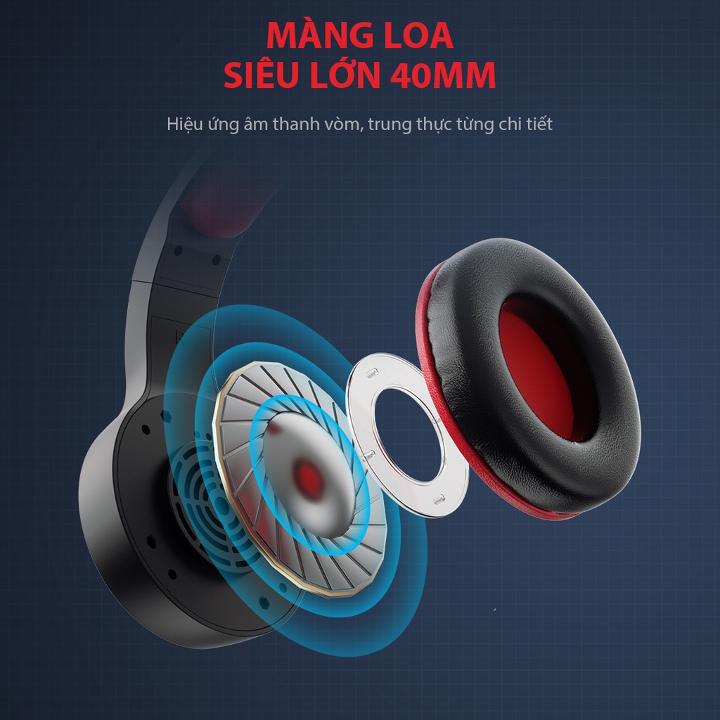 Tai Nghe Gamen GH100 Headphone Chụp Tai Kiểu Dáng Gaming Tùy Chỉnh Microphone - Hàng Chính Hãng