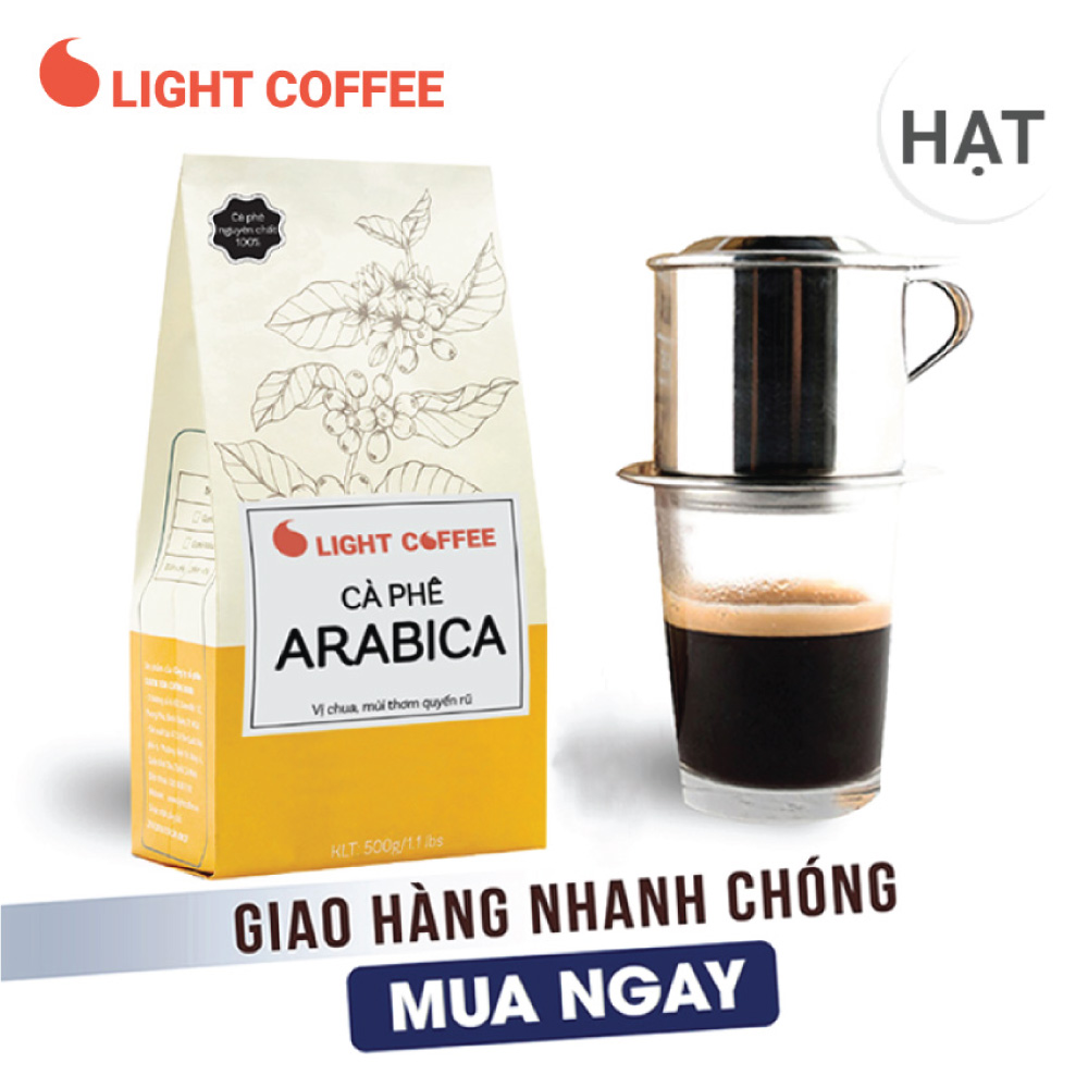 1KG Cà phê Arabica Light Coffee vị chua thanh, đắng dịu và thơm nồng - 500gr/gói