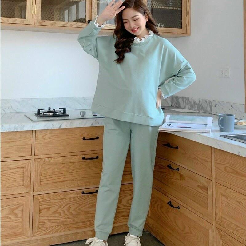 Bộ Bầu Thể Thao Mùa Đông - Bộ Bầu Da Cá Thêu Chữ Siêu Xinh