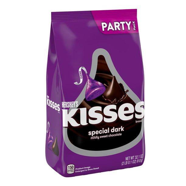 TÚI 910g SOCOLA ĐEN/ĐẮNG HERSHEY'S KISSES, SPECIAL DARK Mildly Sweet Dark Chocolate Candy (32.1oz)