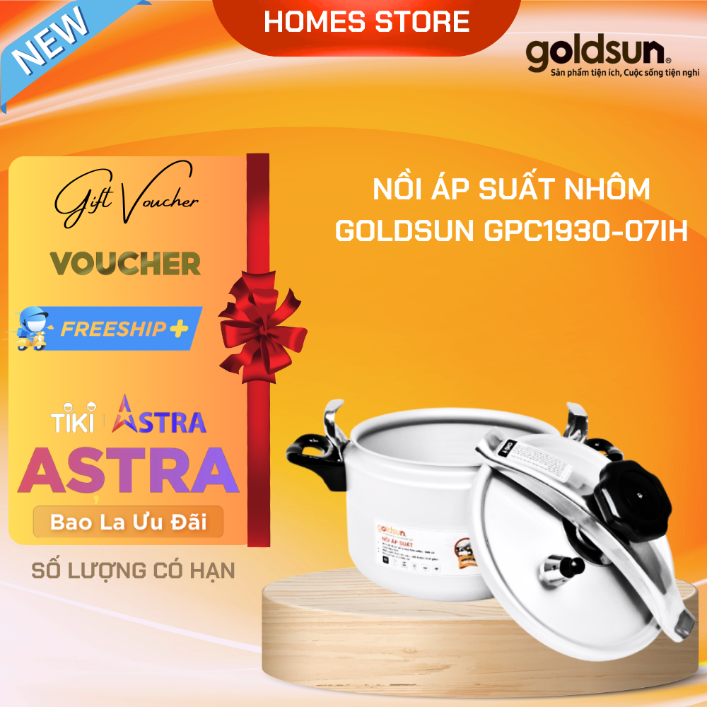 Hình ảnh Nồi Áp Suất Nhôm Đáy Từ GOLDSUN GPC1930-07IH Dung Tích 7 Lít Có Van An Toàn - Hàng Chính Hãng