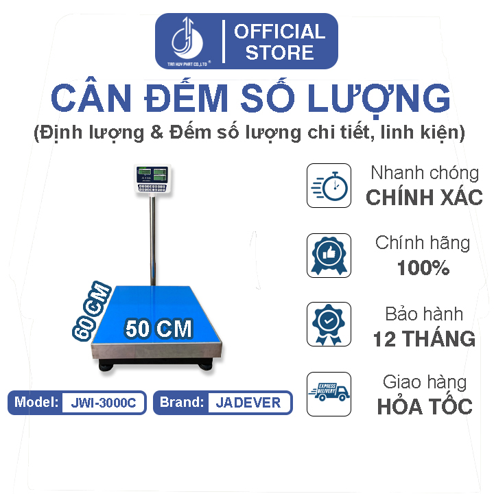 Cân Đếm Số Lượng JWI-3000C - Mặt Bàn Cân 500x600MM