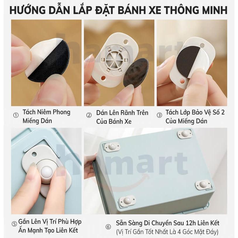 COMBO 4 Bánh Xe Nhựa Bánh Xe Di Chuyển Đồ Vật DÁN 3M XOAY 360° CHỊU TẢI LỚN TIỆN LỢI