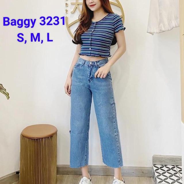 Quần jeans ống xuông rách 2 sườn