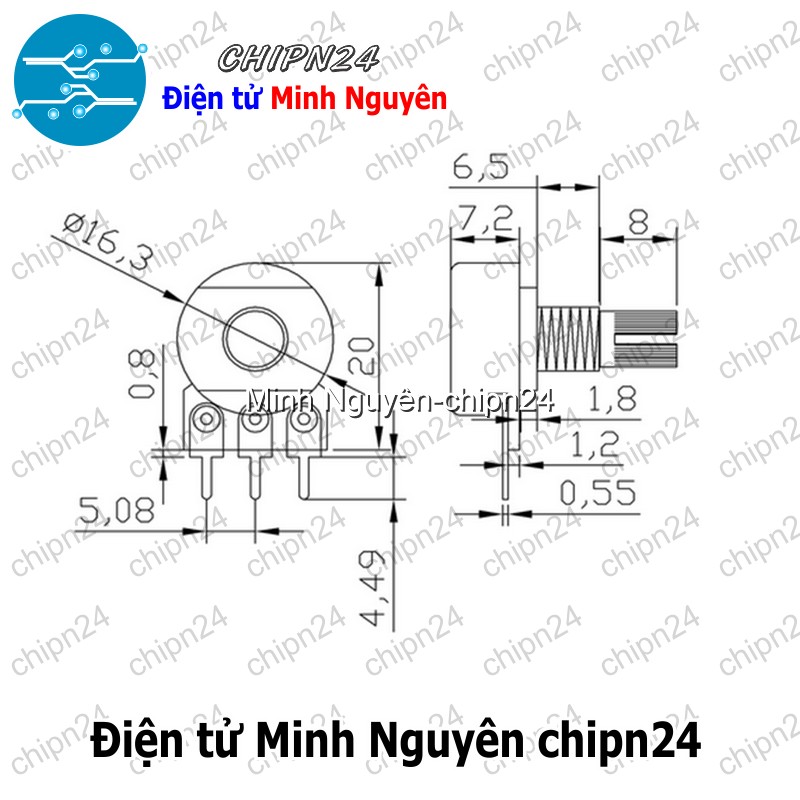 [3 chiếc] (F32) Biến trở Volume đơn (1K/2K/5K/10K/20K/50K/100K/250K/500K/1M) - [Chọn Loại