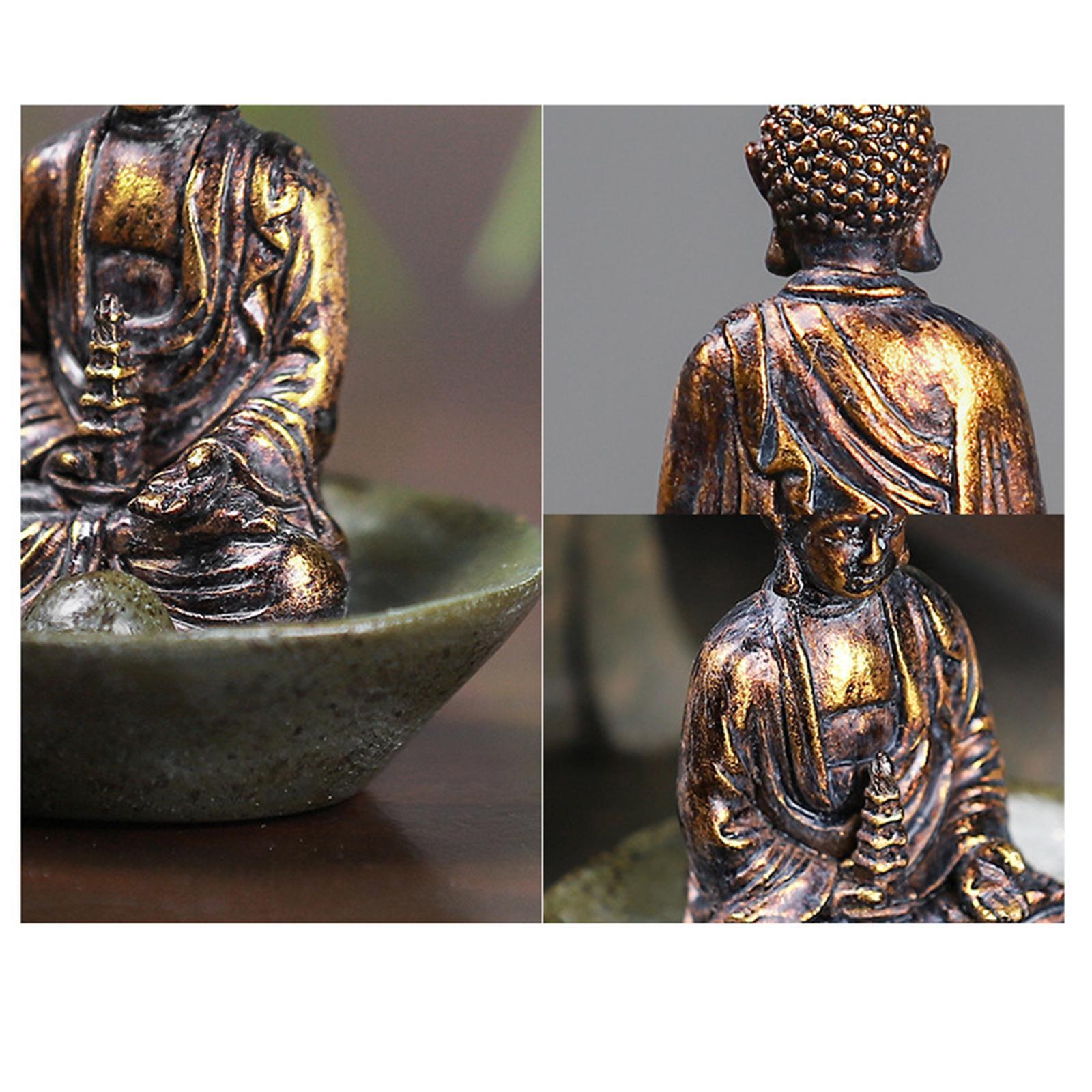 Buddha Statue Incense Stick Holder Figurine Sculpture for TV Cabinet Desktop