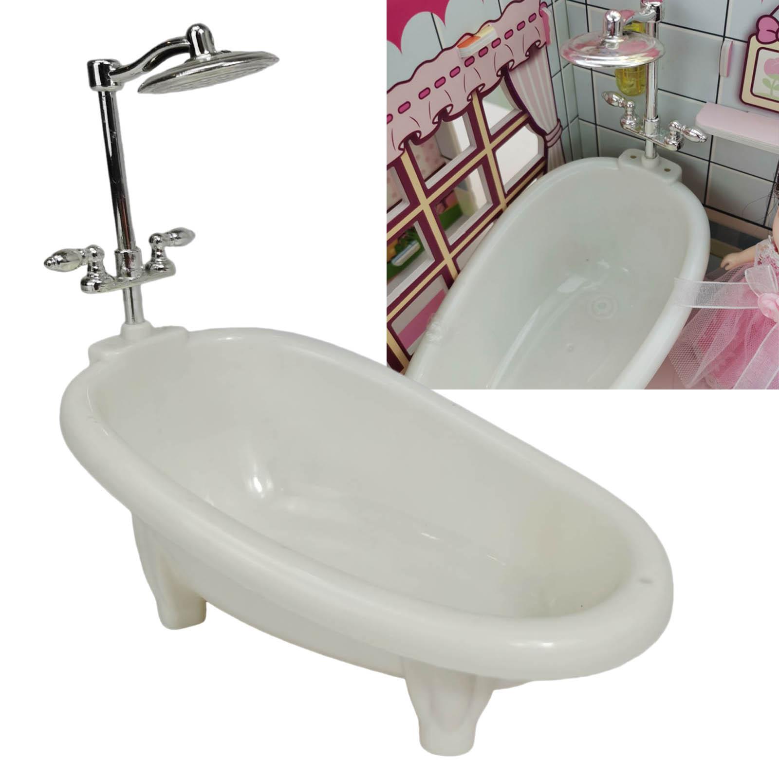 1:12 Scale Dollhouse Simulation Bathroom Shower Accessory Bathtub and Shower Rod Model for Dolls House Decoration DIY Toy