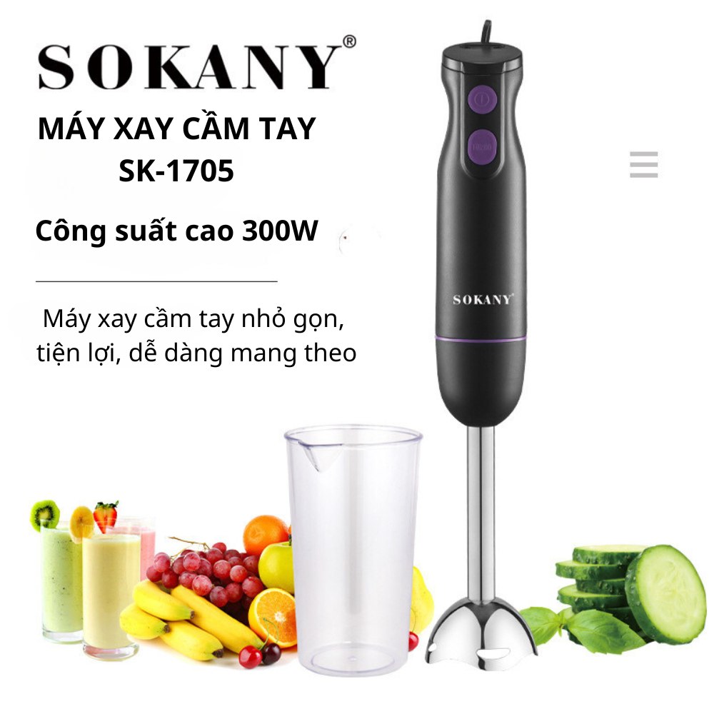 Máy xay cầm tay đa năng công suất 300W SOKANY SK-1705, xay nhuyễn mọi thực phẩm nhanh, tiện lợi, dễ dàng vệ sinh - HÀNG CHÍNH HÃNG