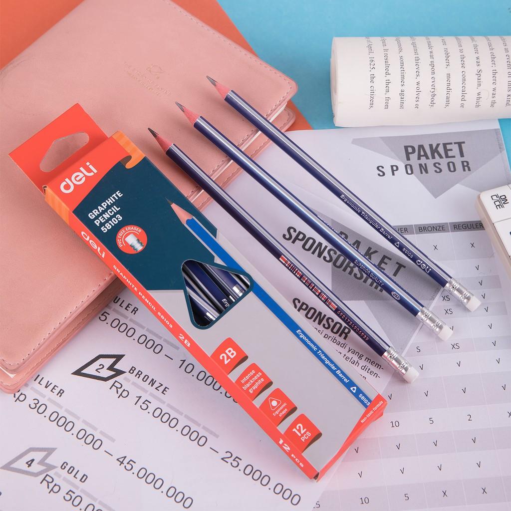  Bút chì 2B Deli Đen - 12 cây/hộp - E58103