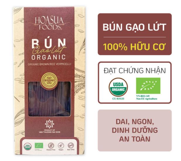 Bún gạo lứt hữu cơ Hoa Sữa  FOODS 250g - dai, ngon, dinh dưỡng cho người ăn kiêng, ăn chay, eatclean