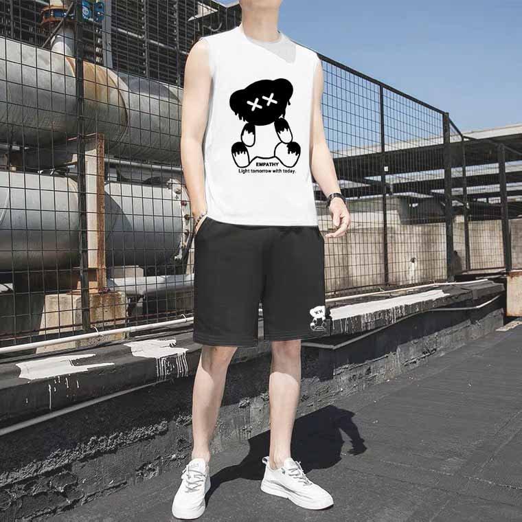 Bộ Thể Thao Nam Cộc Tay Phối Màu Cao Cấp - Bộ Xát Nách Gấu XX