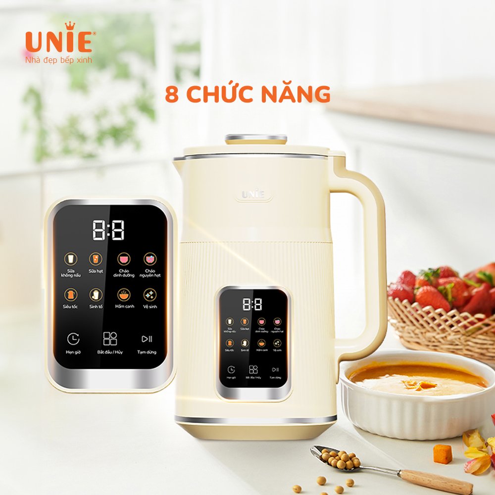 Máy làm sữa hạt UNIE UMB12 Dung tích 1200ml, công suất 1000w, Thiết kế mới thời thượng, chất liệu cao cấp đa tính năng xay nấu - hàng chính hãng