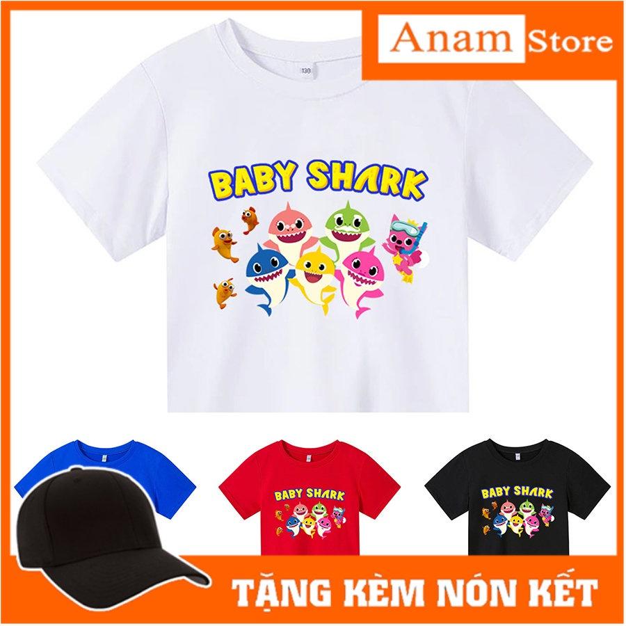 Áo thun cho bé BABY SHARK, 4 màu, có size người lớn, áo thun trẻ em Anam Store