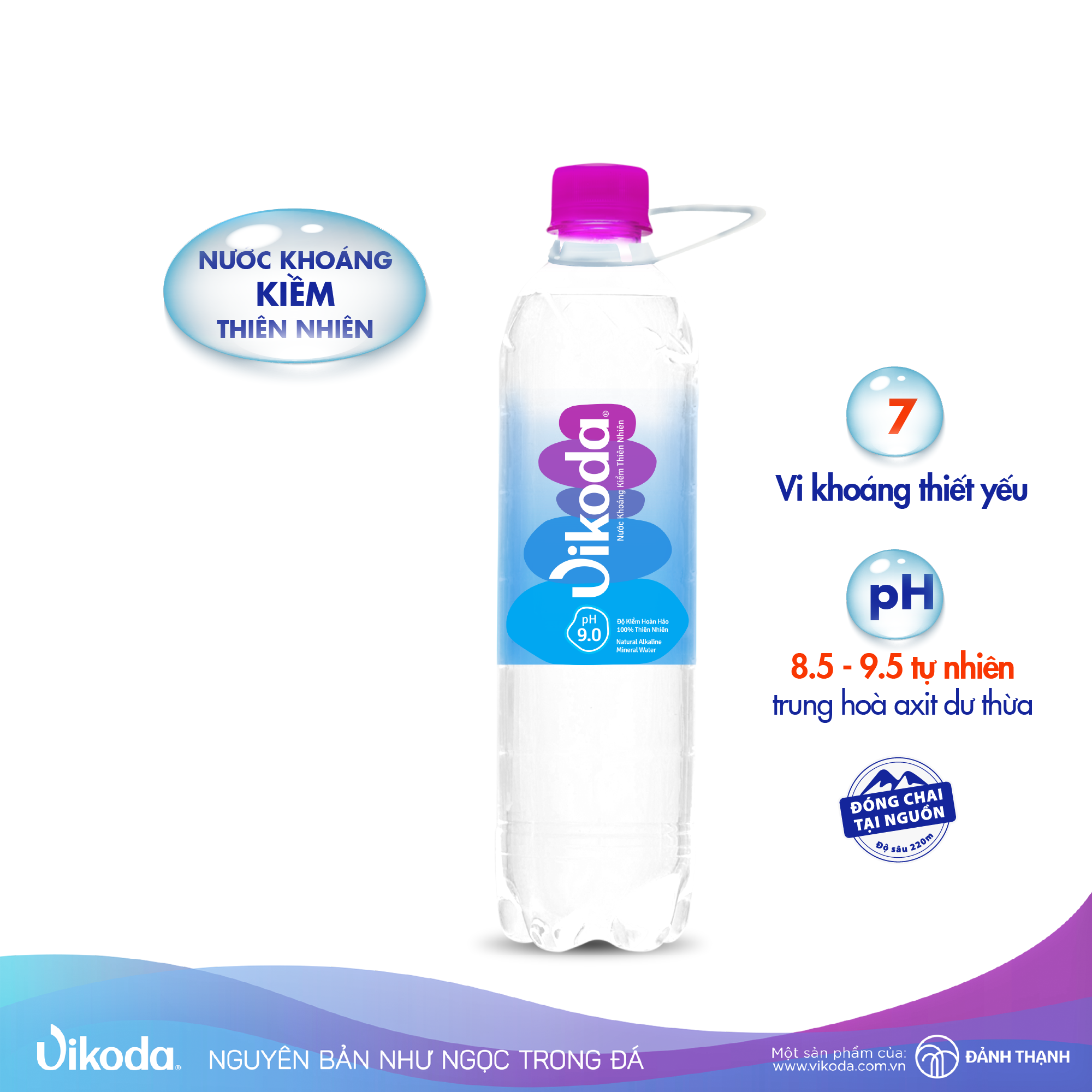 Lốc 2 chai Nước Khoáng Kiềm Thiên Nhiên Vikoda 1.5L