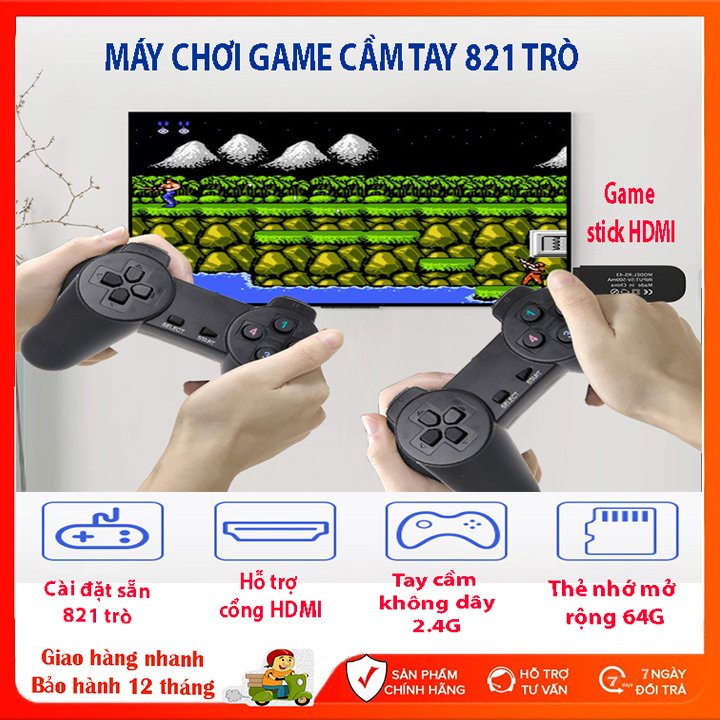 Máy chơi game điện tử 4 nút tay cầm không dây GAME STICK 4K bản V2 kết nối HDMI - TRẢI NGHIỆM TRÒ CHƠI TỐC ĐỘ 10.000 GAME PS1 -SNES - Nin.tendo - GameBoy MỚI NHẤT 2023