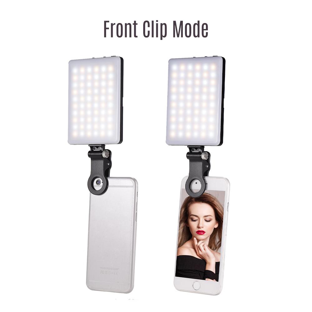 Đèn LED 3200K / 5600K  Mini Clip-on Nhiệt độ hai màu có thể thay đổi độ sáng Pin sạc tích hợp cho iPhone