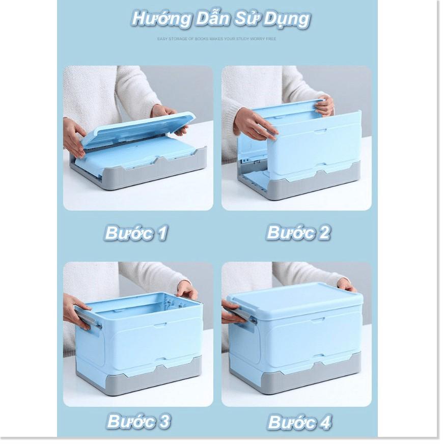 Thùng đựng đồ đựng tập sách gọn gàng Collapsible ( Hồng Xám )