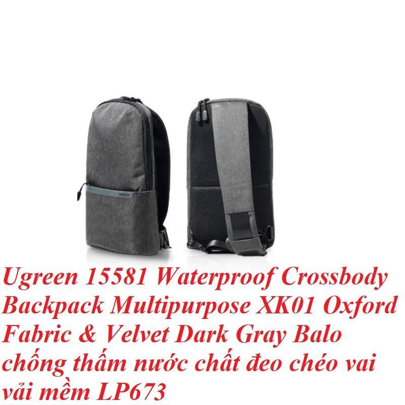 Ugreen UG15581LP673TK đeo chéo vai Balo chống thấm nước chất liệu Oxford Fabric &amp; Velvet xám đen - HÀNG CHÍNH HÃNG