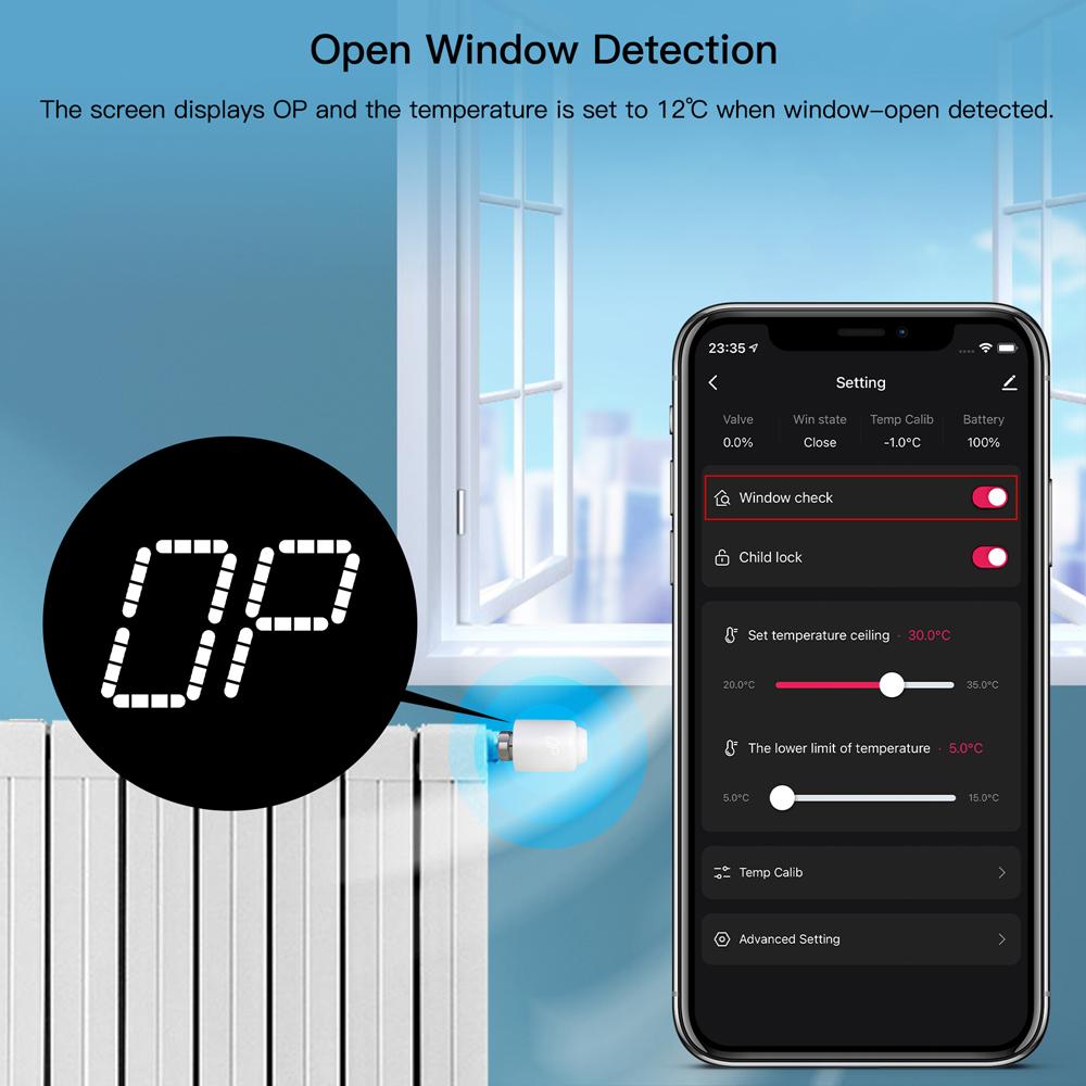 Tuya WiFi Thermostatic Radiator Valves Intelligent Wireless Mobilephone App Control Home Heating Thermostat Temperature Controller Radiator Thermostat Compatible with Alexa Amazon Google Home