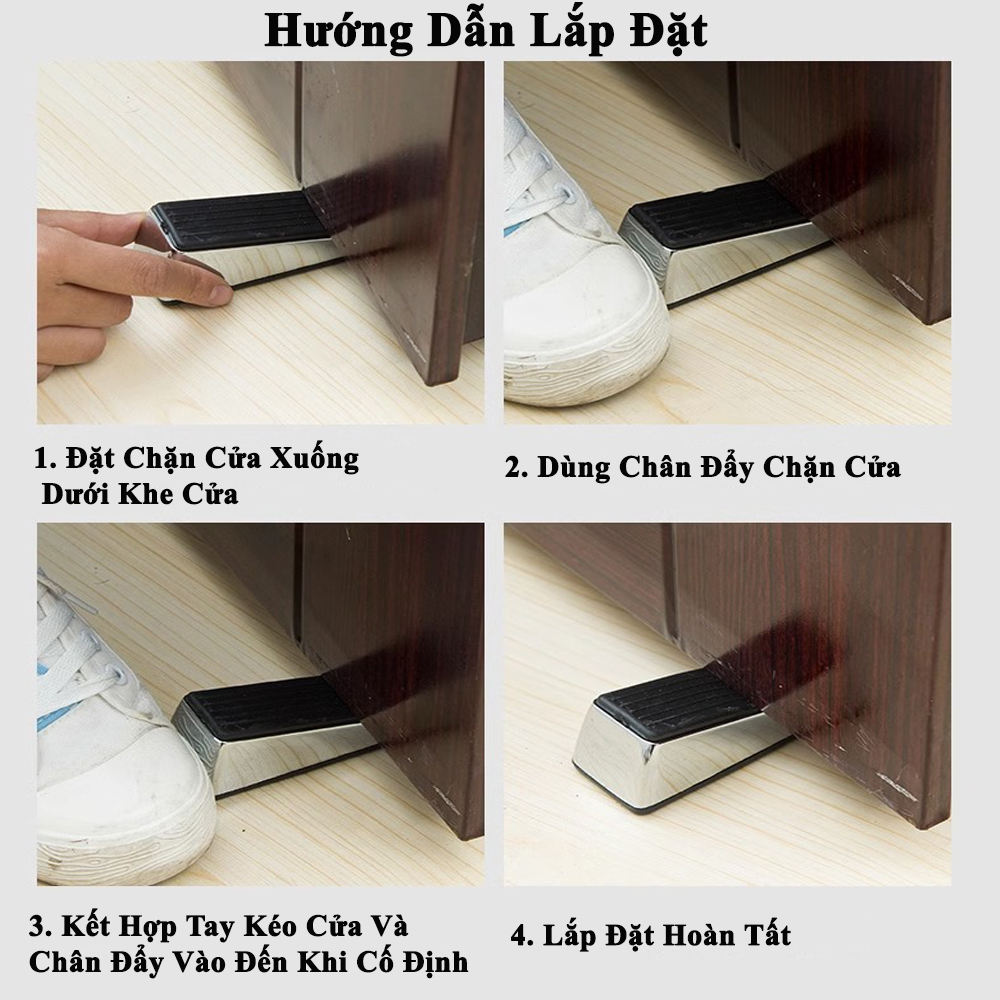 Dụng Cụ Chặn Cửa Chèn Cửa KUNBE Chất Liệu Cao Su Bo Kim Loại Chống Va Đập