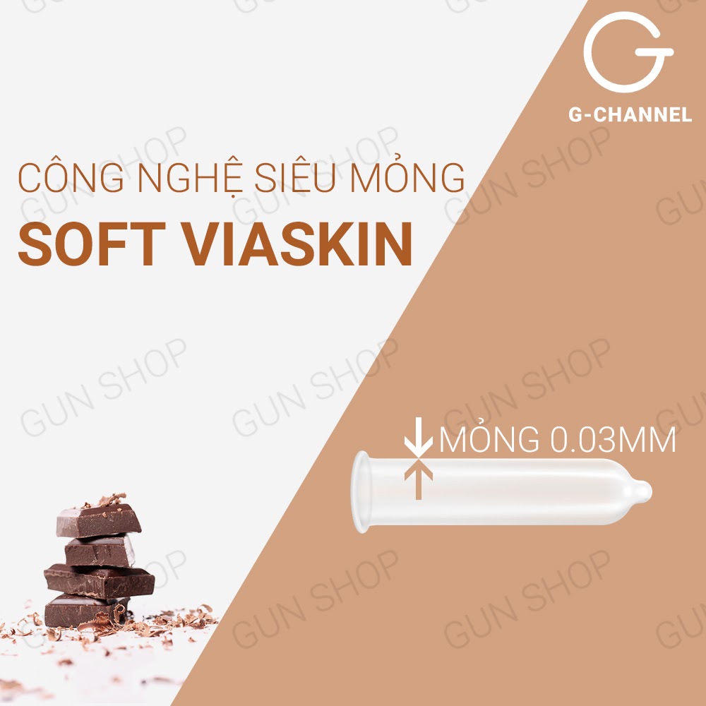 [Hộp 4 cái] Bao cao su Nakanishi - Siêu mỏng 0.03mm - Hương chocolate kèm 1 chiếc BCS Gun Super Thin