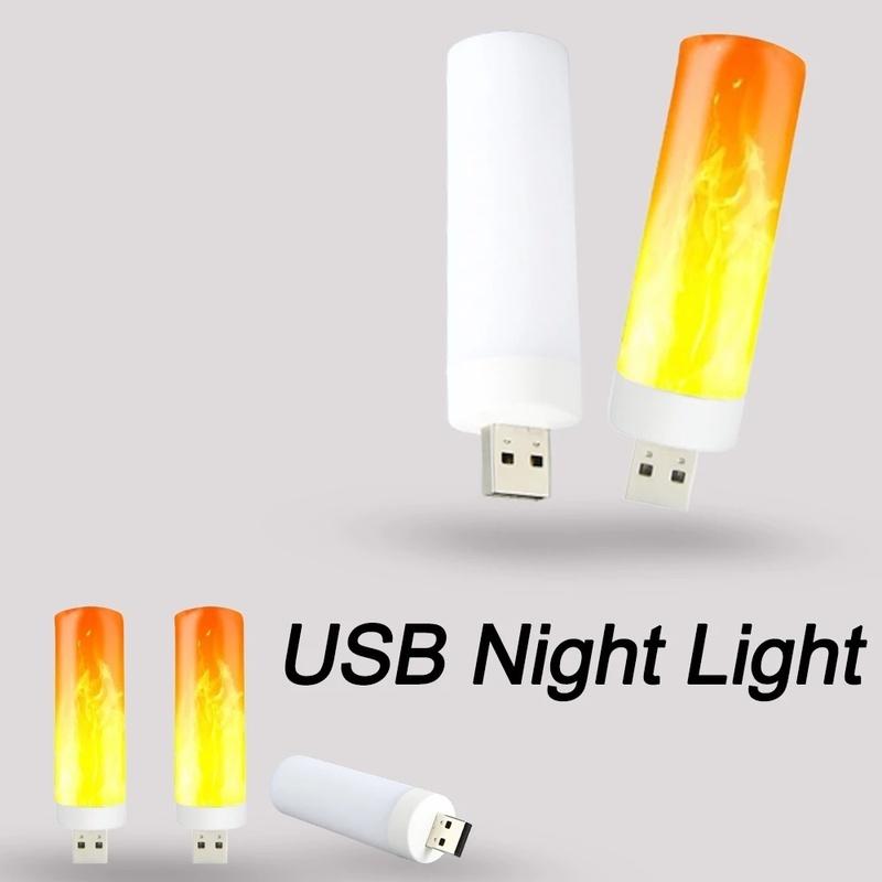 Đèn LED USB Mini Hình Ngọn Lửa Di Động Ánh Sáng Ban Đêm Đa Ứng Dụng