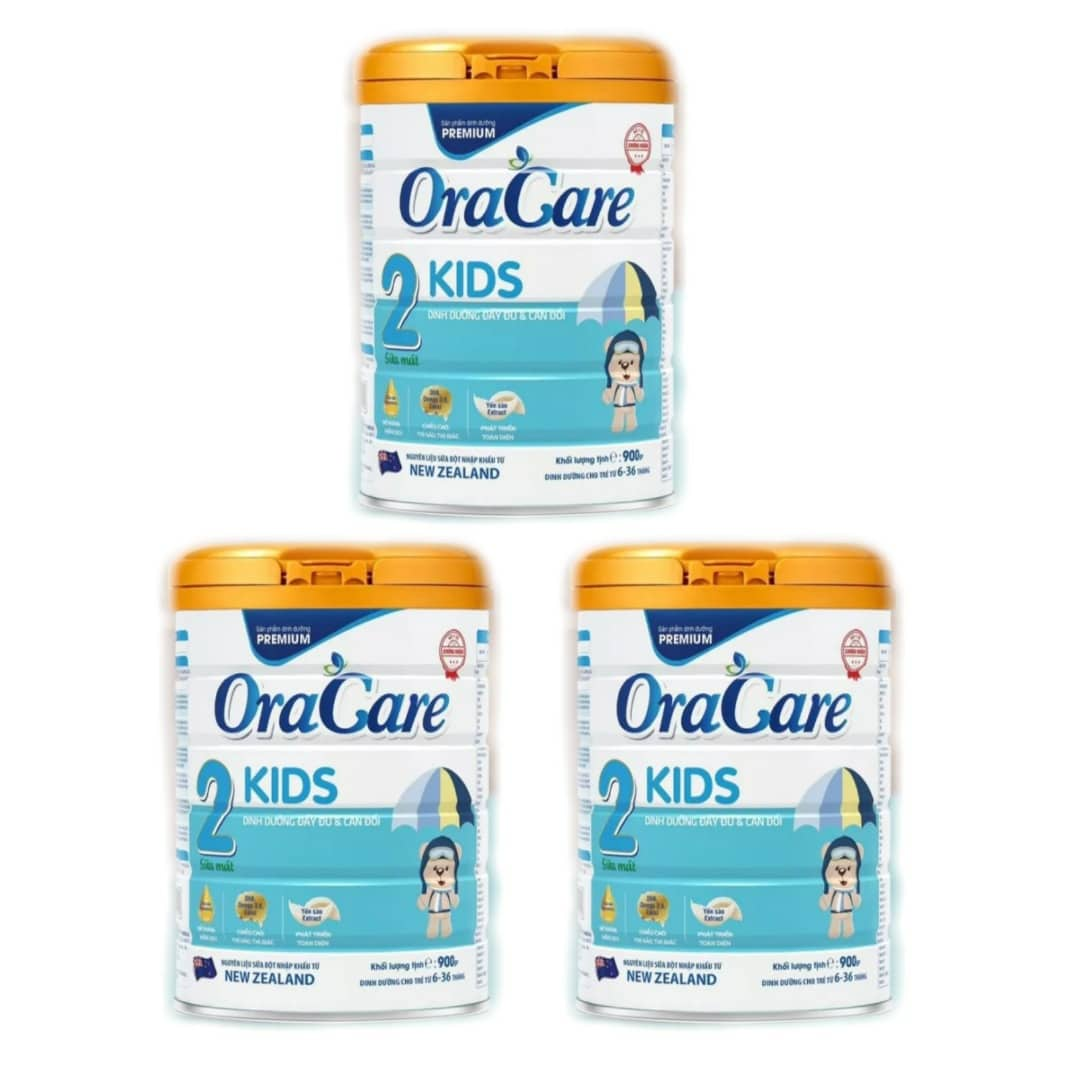 Combo 3 lon sữa OraCare Kids (Step 2) lon 900g - Dinh dưỡng đầy đủ và cân đối dành cho trẻ từ 6 - 36 tháng tuổi.