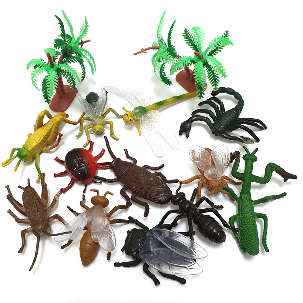 Bộ 12 đồ chơi mô hình côn trùng Safari (4-7 cm) sống động Animal World 128 cho bé