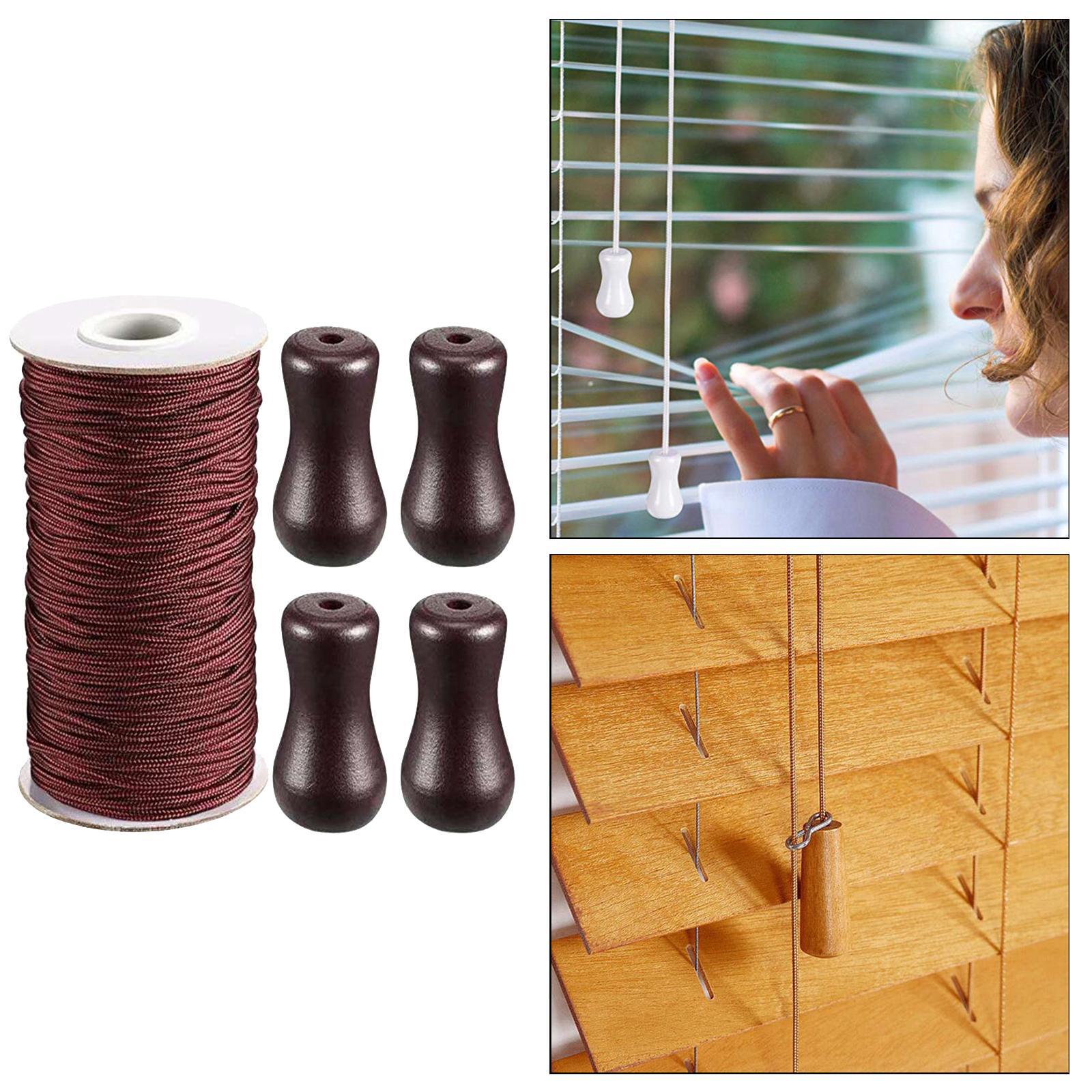 Brown Braided Lift Shade Cord Wood Pendant for Aluminum Blind Shade
