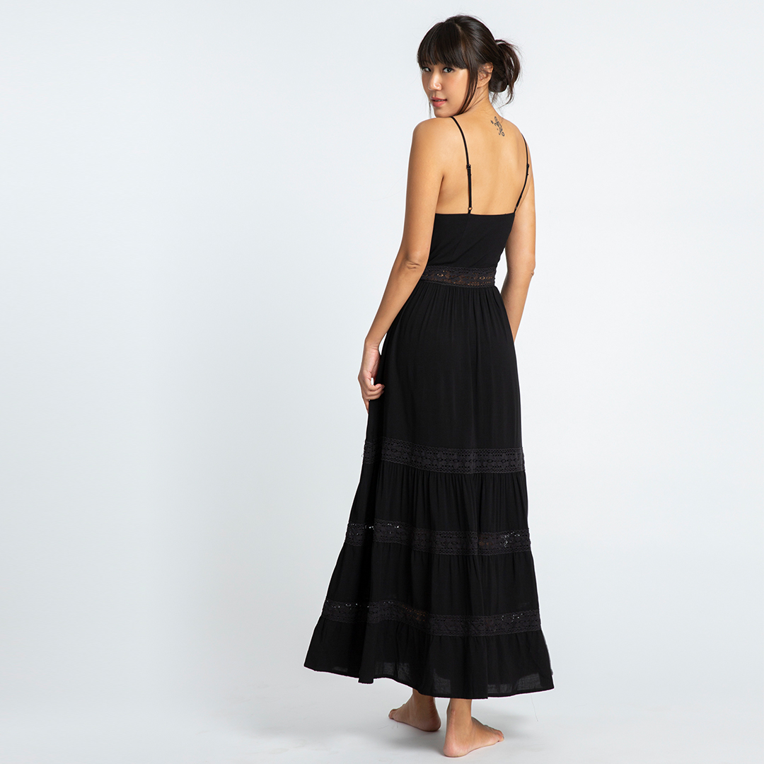 Đầm Maxi Đầm Dài Đầm Hai Dây Đen Thời trang thiết kế Hity DRE098 (Đen Huyền Bí)