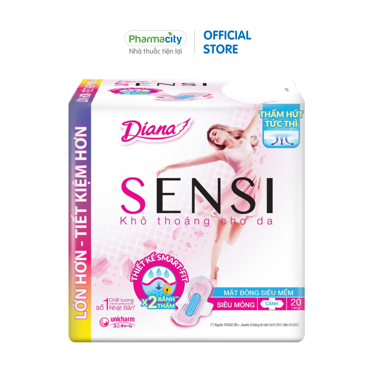 Băng vệ sinh Diana Sensi kháng khuẩn siêu mỏng cánh