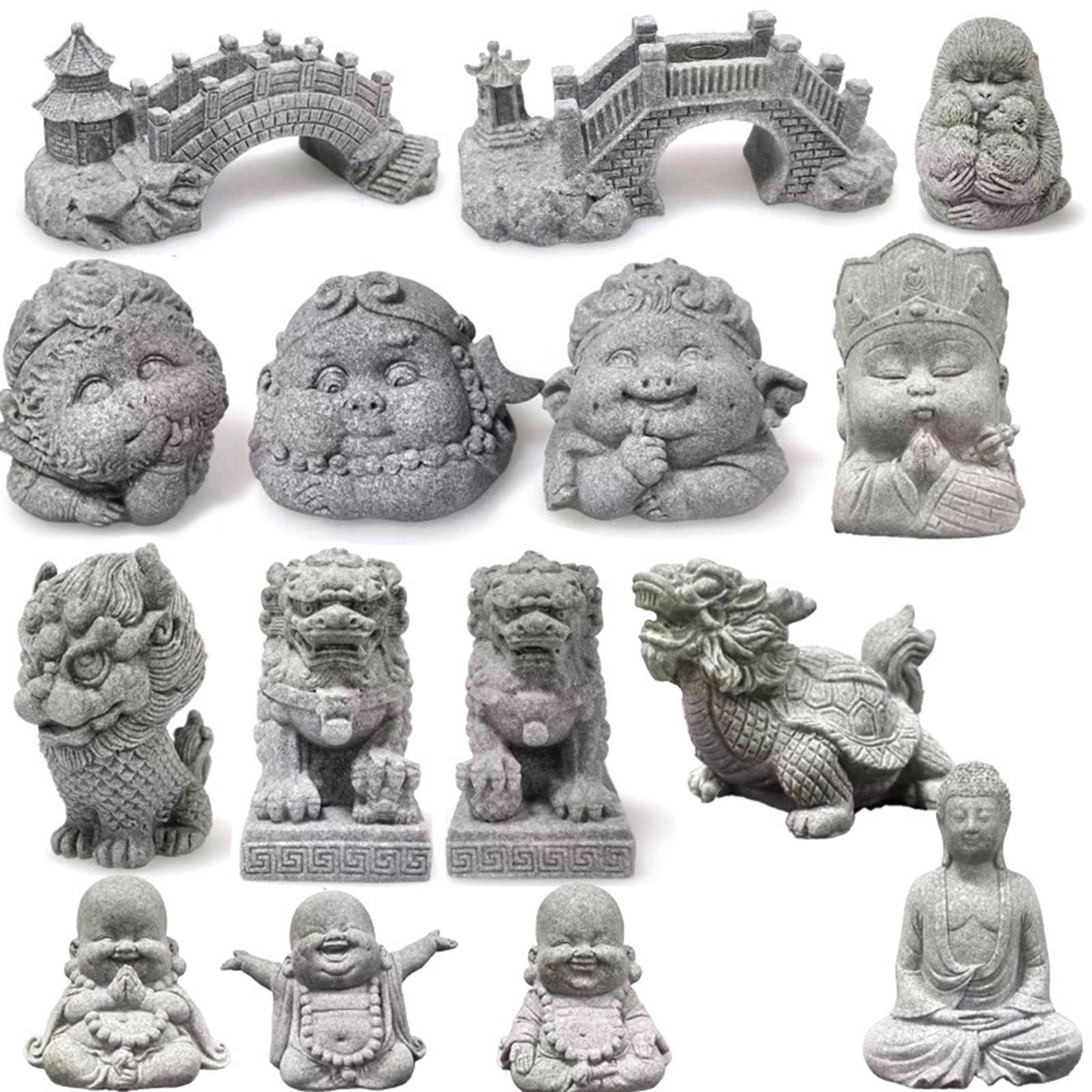 Buddha Monk Statue Tea Pet Ornament Ornament Antique Buddha Sculpture Sitting Buddha Statue for Office Tabletop Indoor Outdoor Car Dashboard