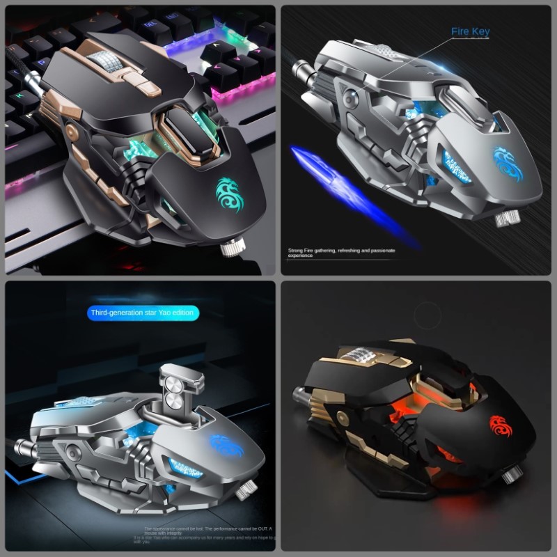 Chuột cơ gaming led RGB 6400DPI - J850 mechanical Gaming mouse