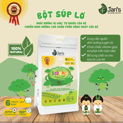 Bột Súp lơ Kodomo - Bột rau củ tự nhiên cho bé ăn dặm 60g