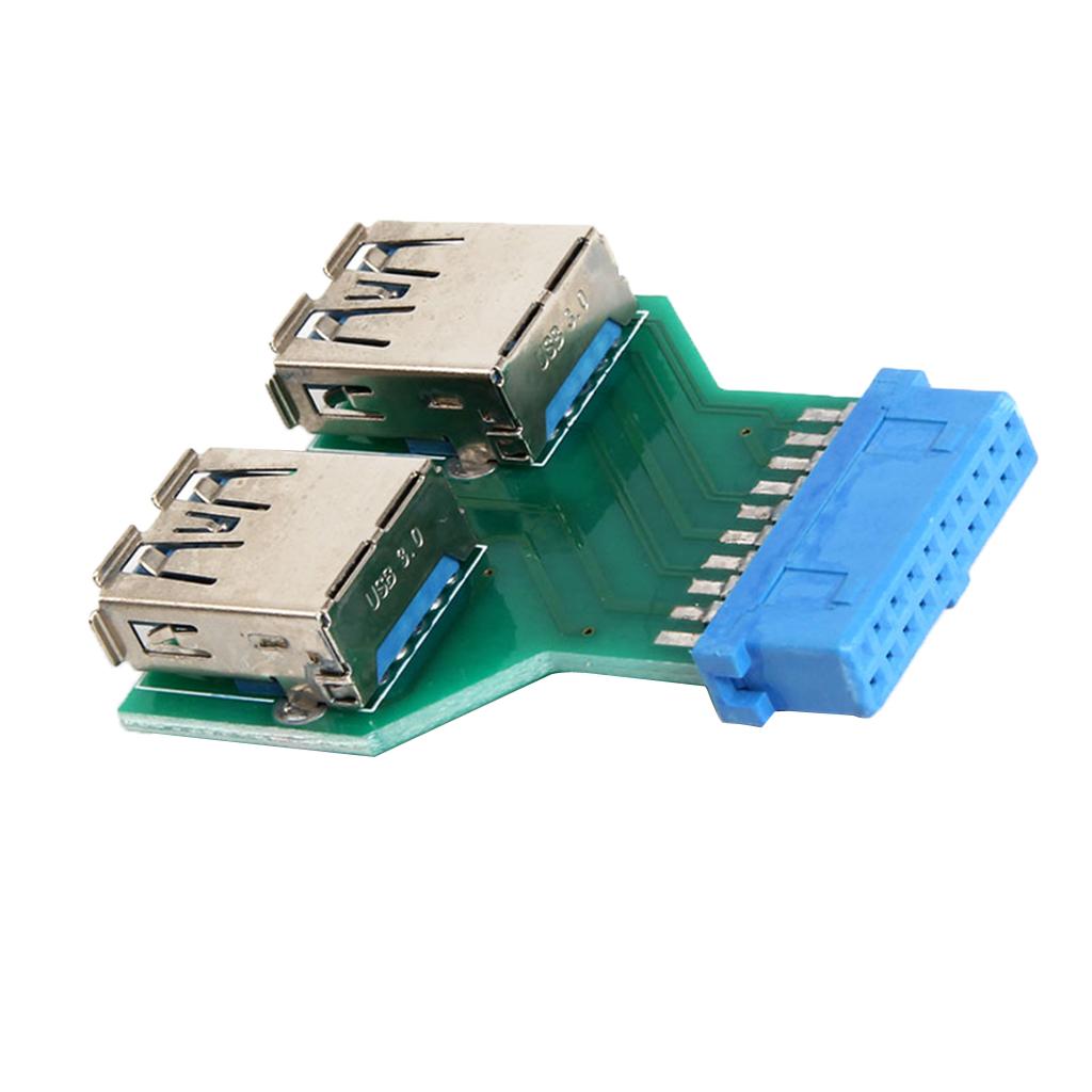 2-Port USB 3.0 A Female to 20 PIN/19Pin Adapter Header Female Adapter Card