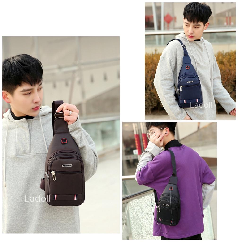 Túi đeo chéo nam vải canvas chống nước 3 ngăn phong cách Hàn Quốc T905