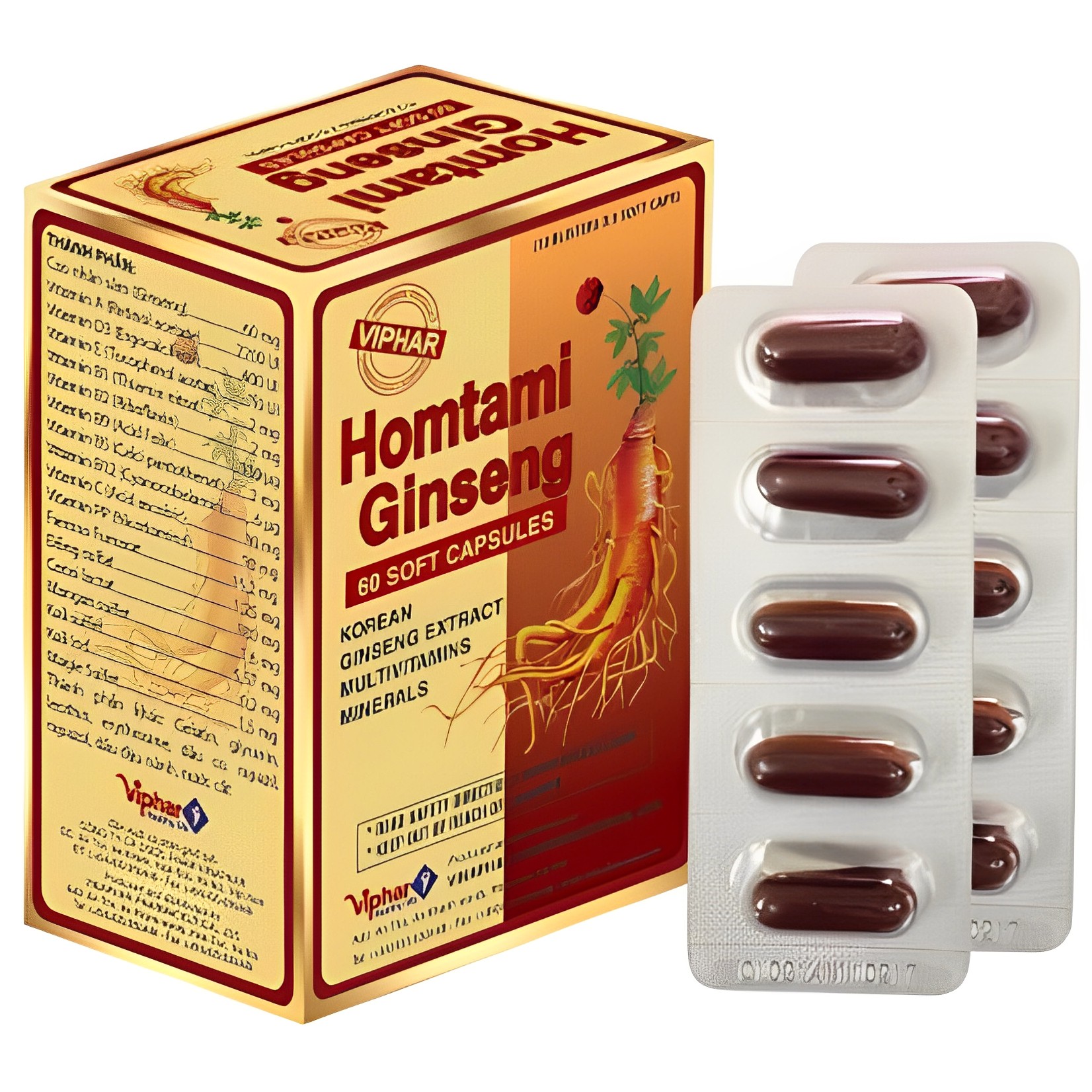 HOMTAMI GINSENG Vinaphar -Hộp 60 Viên - Bồi Bổ Sức Khỏe Với Vitamin Và Khoáng Chất Từ Nhân Sâm