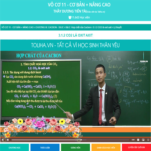 Khóa học VÔ CƠ 11 - CƠ BẢN + NÂNG CAO thầy Dương Tiến Tài - 09 tháng