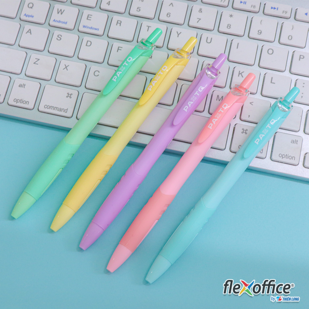 Bút gel B màu Pastel Thiên Long Flexoffice Pazto FO-GELB039/VN - Mực xanh (5 cây)