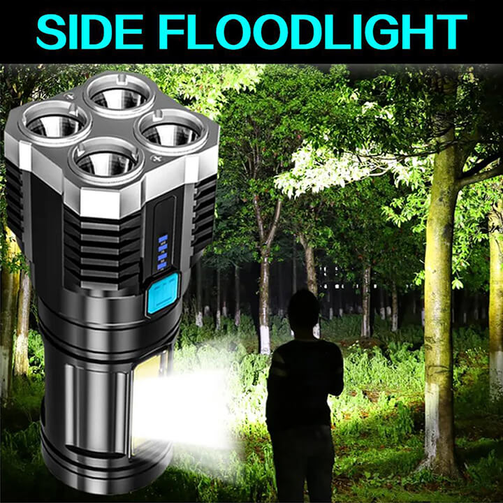 Đèn pin cầm tay siêu sáng chiếu xa 4 chế độ, chống thấm nước tiện dụng, có COB đèn LED cạnh