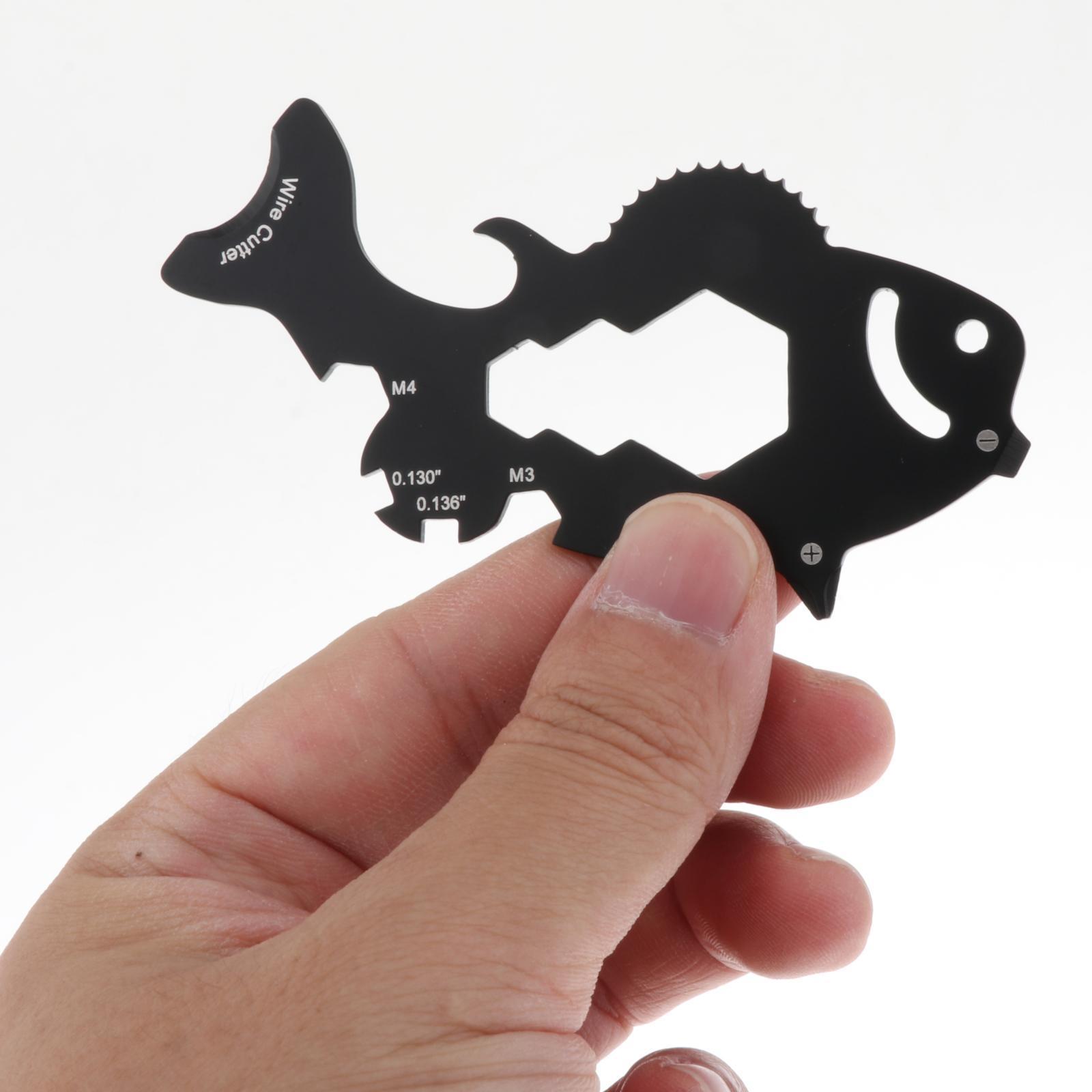 Portable Multitool Card Multi Tool Small 15 in 1 Bottle Opener Wrench Screw Driver Keyring for Survival, Biking, Outdoor Sports, Hiking