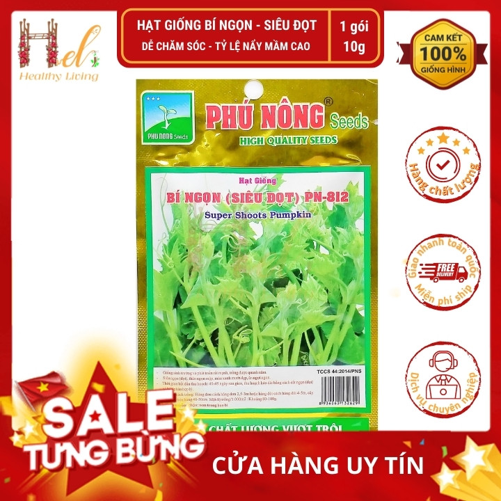 PN - Hạt Giống Bí Ngọn Siêu Đọt Dễ Trồng, Năng Suất Cao - Trồng Rau Xanh Rau Sạch Organic Bằng Đất Sạch, Mùn Dừa...