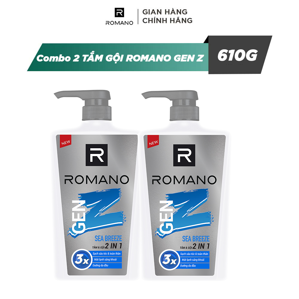 Combo 2 TẮM GỘI 2 TRONG 1 ROMANO GEN Z FOREST CEDAR/SEA BREEZE 610G