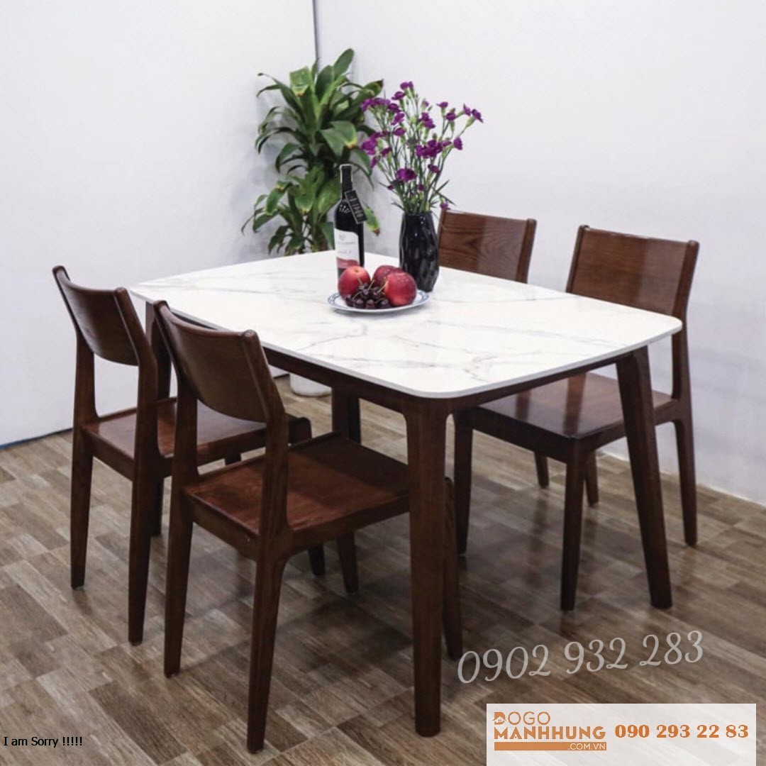 Bộ bàn ăn 4 ghế gỗ sồi A03 - Đồ Gỗ Mạnh Hùng