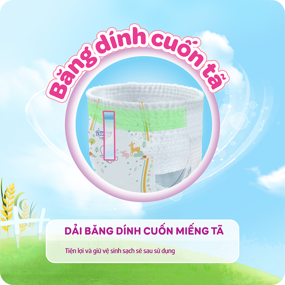 Tã/bỉm quần Bobby 3mm Gạo non M76 + 8