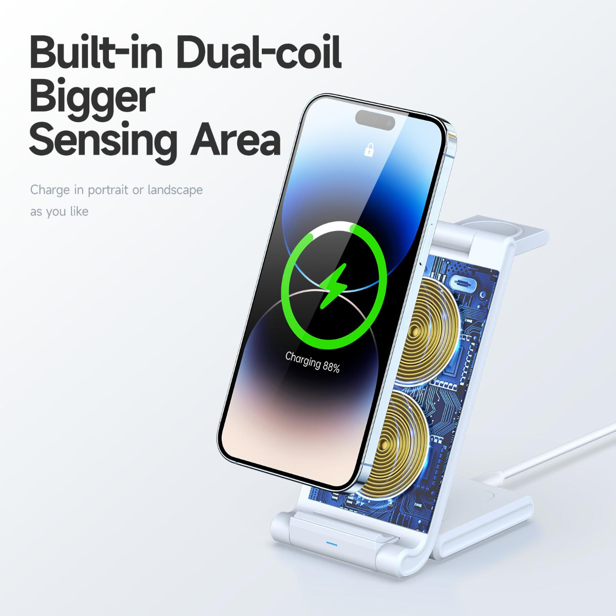 Duzzona W10-A Folding 3-in-1 Wireless Charger Stand 15W for iPhone / AirPods / Apple Watch - Hàng Chính Hãng