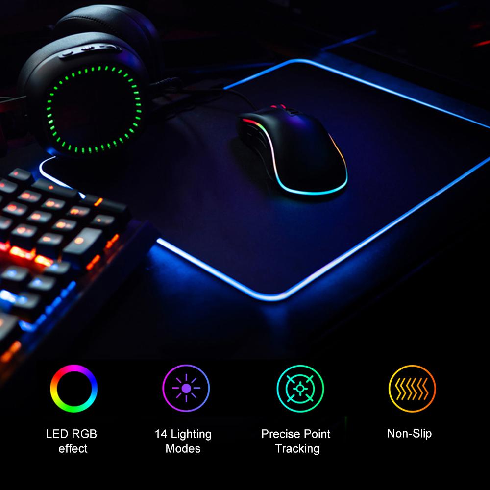 Bàn di chuột 14 chế độ chiếu sáng Chơi game không trượt, mềm mở rộng cực lớn dành cho máy tính game thủ - Đen