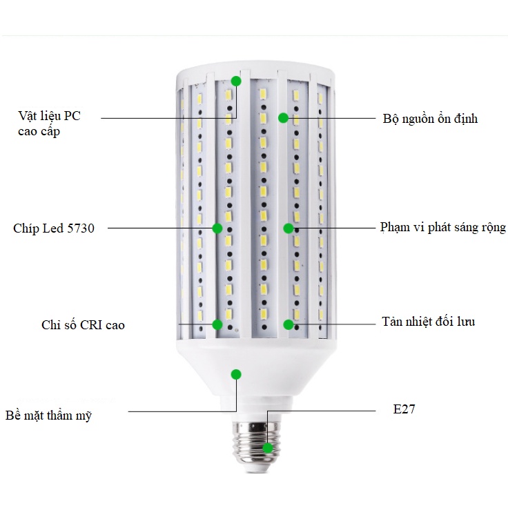 Hình ảnh Bóng Đèn Led Bắp Ngô 20W E27 Ánh Sáng Trắng/Vàng, Đèn Chiếu Sáng Nhà Cửa Hàng Chính Hãng